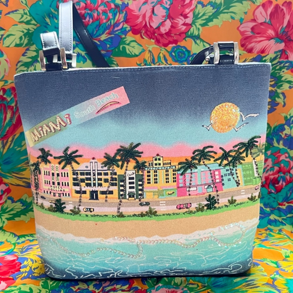 ISLAND WAVES Miami South Beach Glitter Novelty Hand Bag